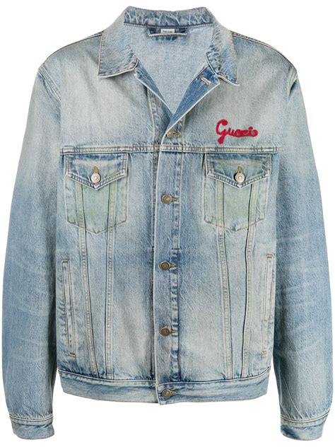 gucci embroidered jacket|gucci denim animal applique jacket.